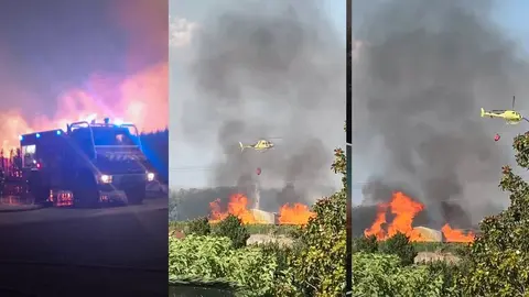 Incendio en una nave de Industria Tonelera Navarra de Monteagudo