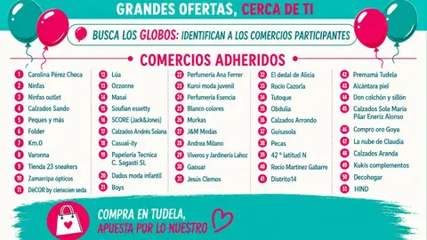 Comercios participantes en la segunda feria del Stock de Tudela 2026