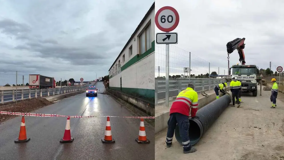 Acceso cortado por obras a la v&iacute;a de servicio de Fodecort en Cortes