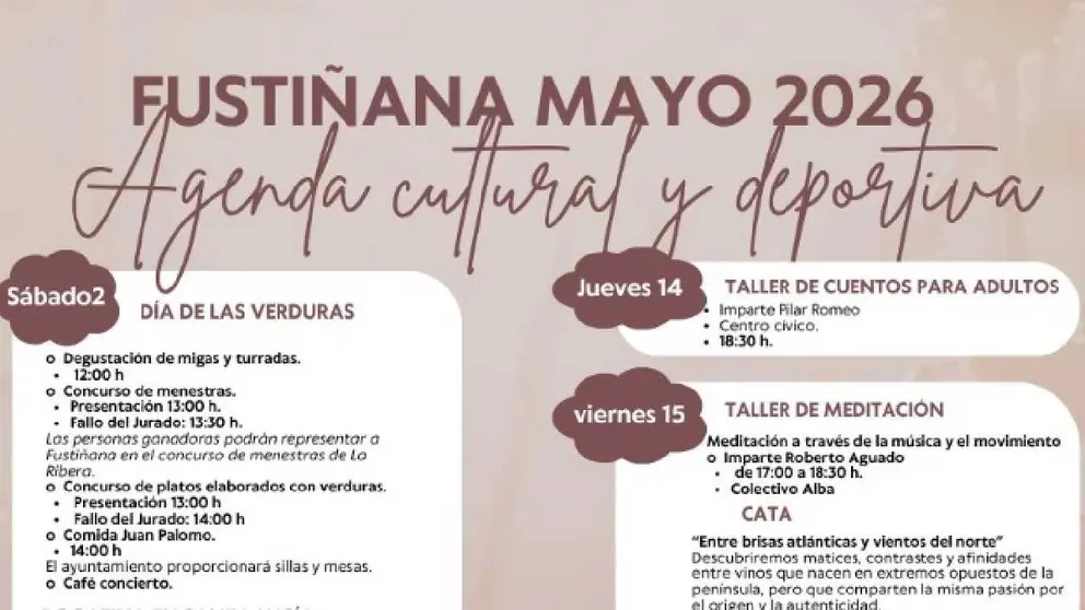 Agenda cultural y deportiva mayo 2026 de Funti&ntilde;ana