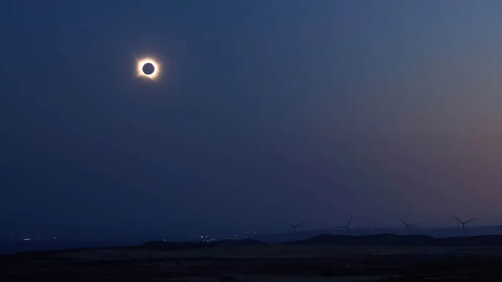Vista del Eclipse total de sol 2026 desde Sendaviva. Foto Gob. de Navarra