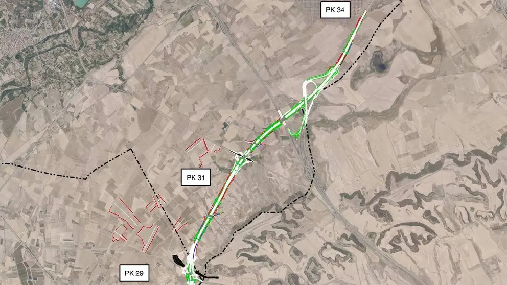 Plano del proyecto del paso de fauna sobre la A-15 Tudela-Cintru&eacute;nigo
