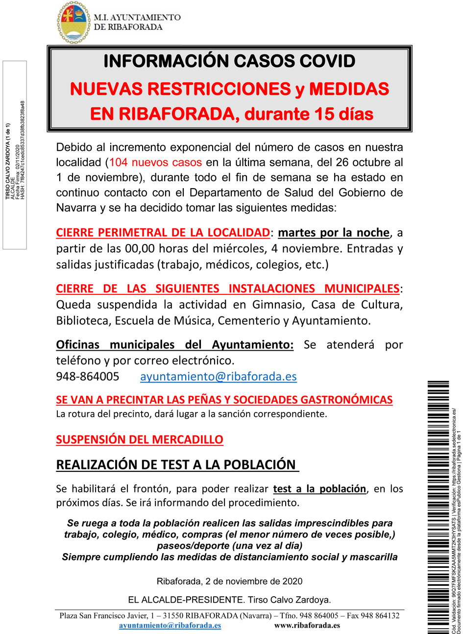 Confinamiento Ribaforada Bando