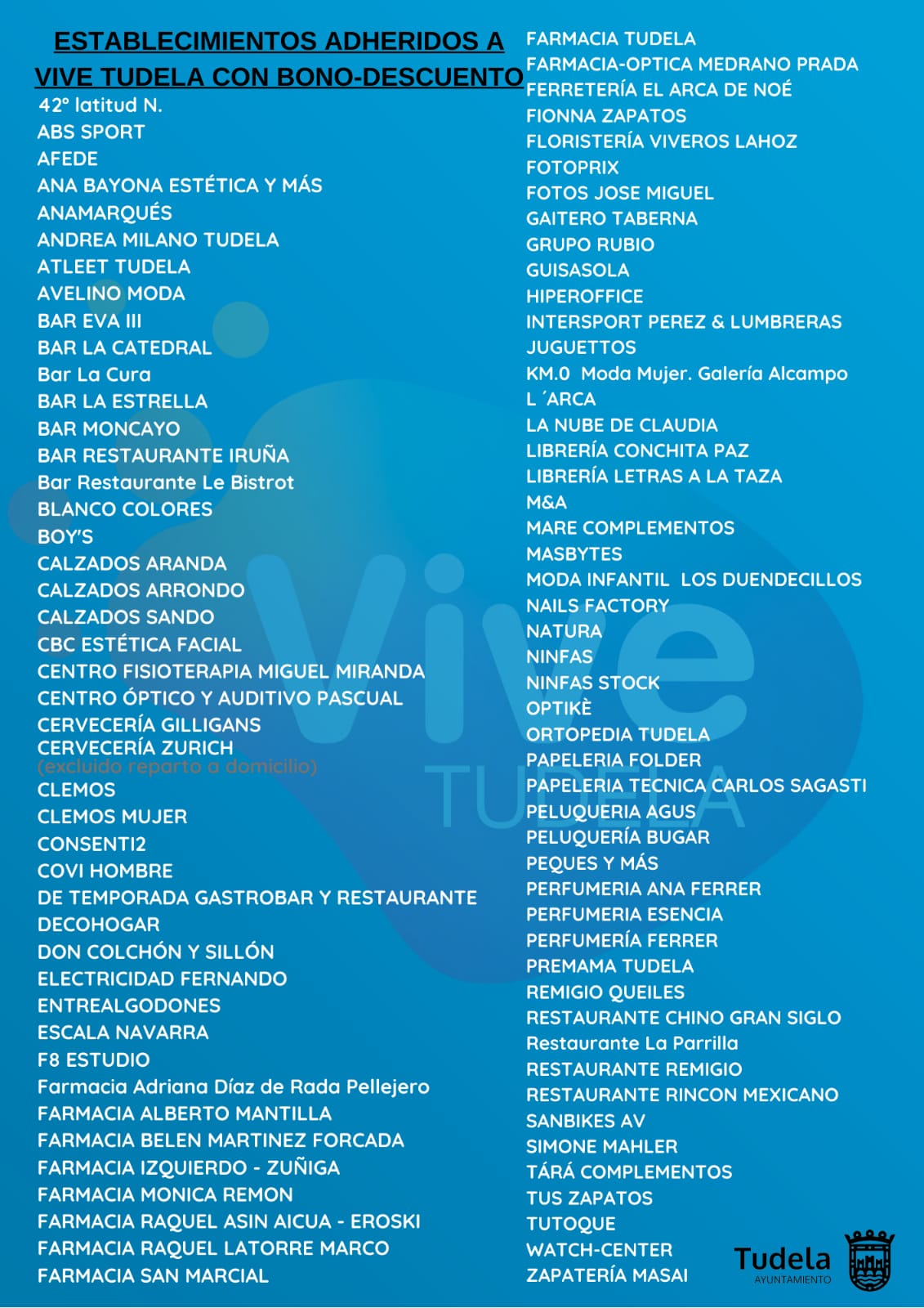 comercios adheridos a vive tudela con bonos descuentos