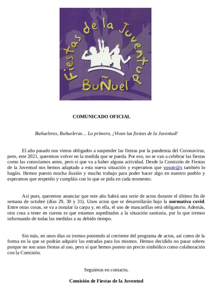 comunicado oficial juventud buñuel
