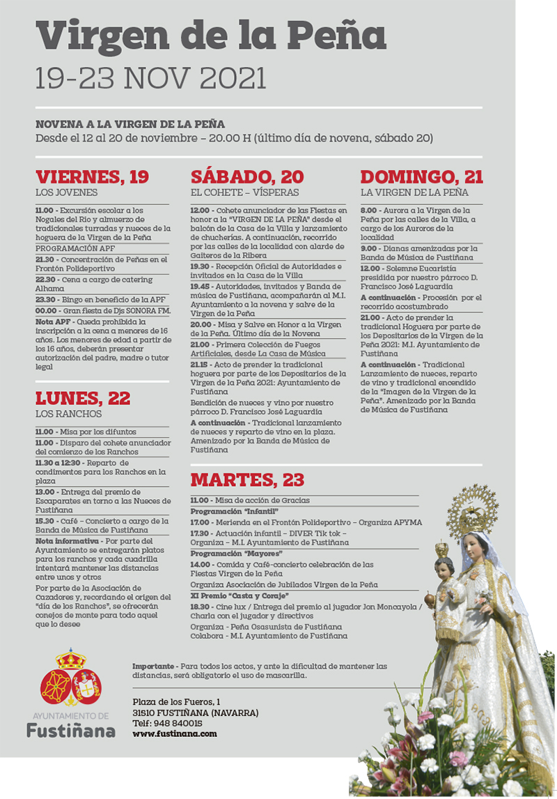 Programa Fiestas en Honor a la Virgen de la Peña 2021