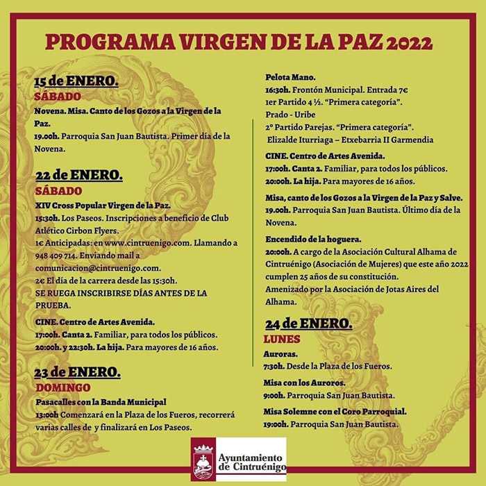 programa fiesta virgen paz