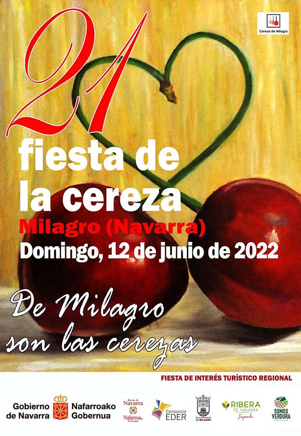 Cartel oficial de la 21 Fiesta de la Cereza de Milagro. Autora. Patricia Velasco Melicherova.