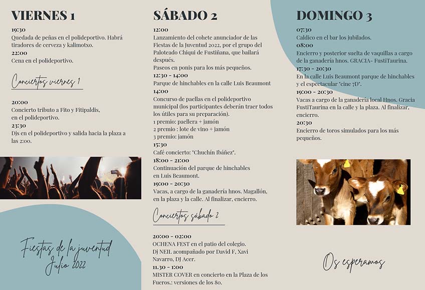 Programa FIESTAS JUVENTUD 2022 FUSTIÑANA