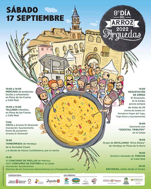 Cartel programa Día del Arroz de Arguedas 2022