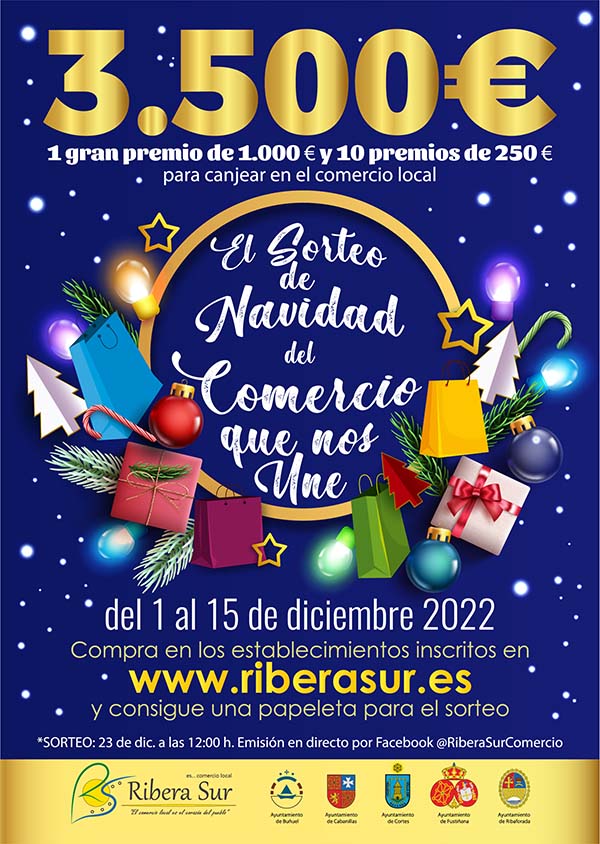 Cartel Sorteo de Navidad de Ribera Sur 2022