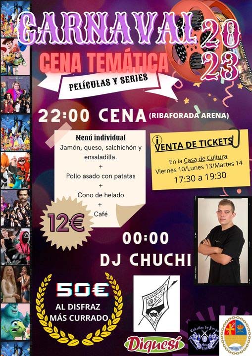 Cartel Cena Carnaval Ribaforada 2023
