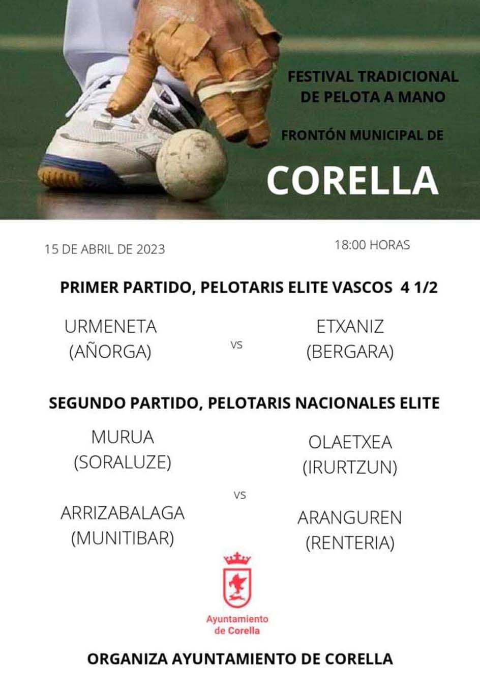 Cartel Festival de Pelota a mano en Corella 2023