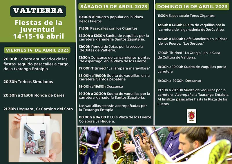 Programa Fiestas de la Juventud en Valtierra 2023
