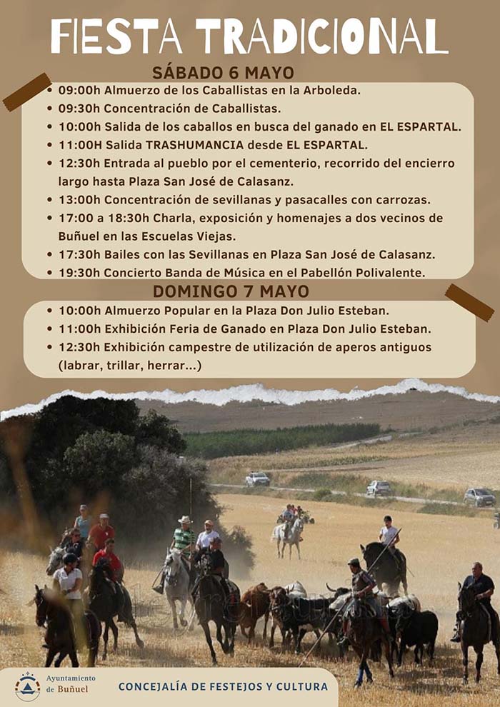 Cartel Fiesta tradicional en Buñuel 2023