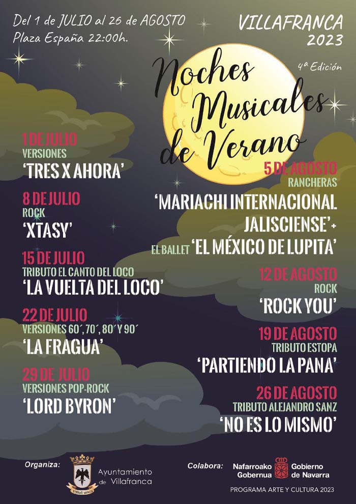 Cartel Noches Musicales de Verano en Villafranca