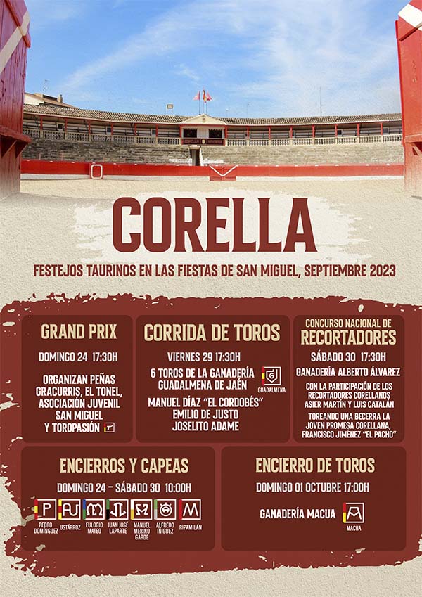 Cartel festejos taurinos San Miguel Corella 2023