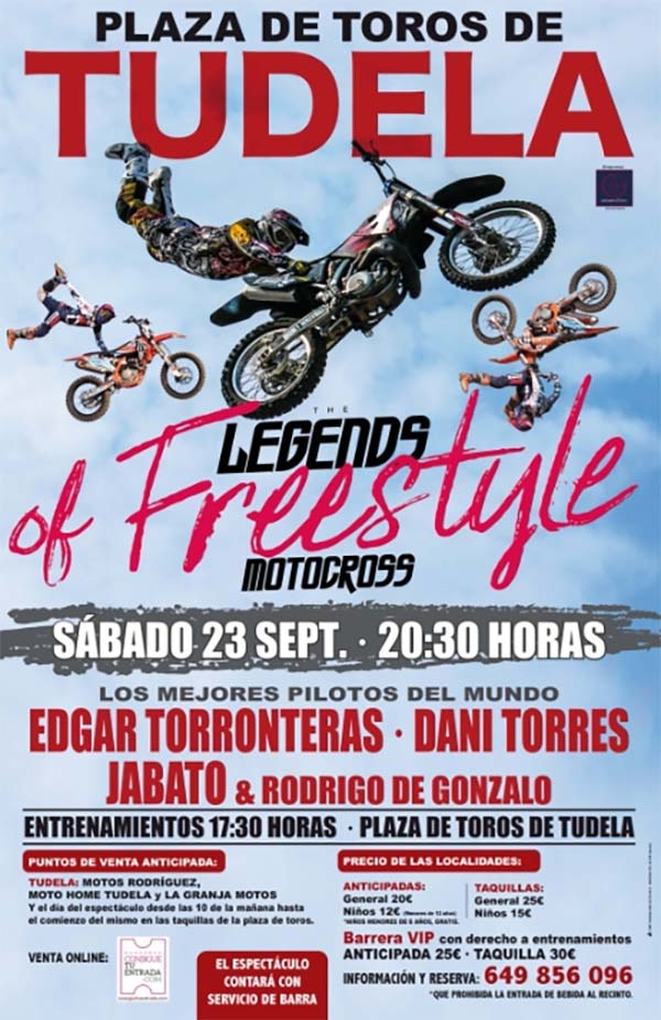 Cartel 2023 The Legends of Freestyle Motocross en la Plaza de Toros de Tudela
