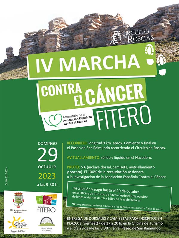 Cartel Marcha contra el cáncer en Fitero 2023