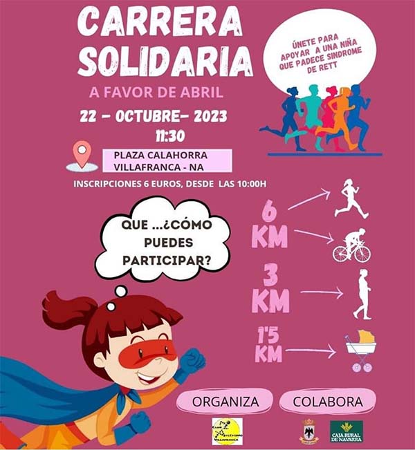 Cartel Carrera solidaria en Villafranca en favor de Abril