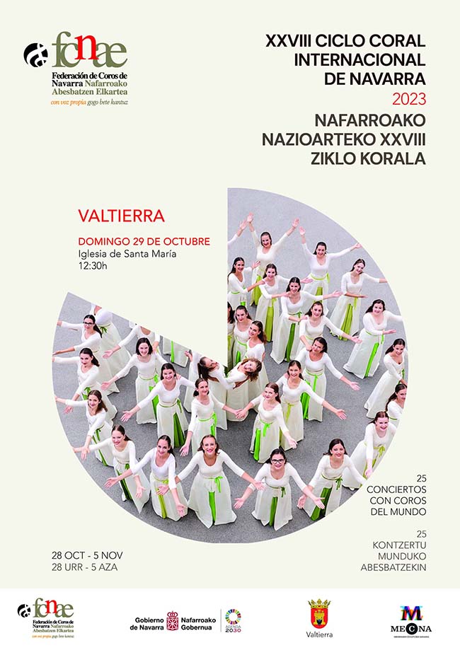 Cartel XXVIII Ciclo Coral Internacional de Navarra en Valtierra con el Coro CHING YUN CHOIR de Taipei - Taiwan
