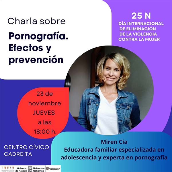 Cartel Charla pornografía por el 25N en Cadreita