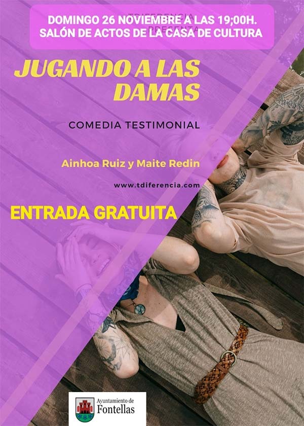 Cartel Teatro Jugando a las Damas en Fontellas
