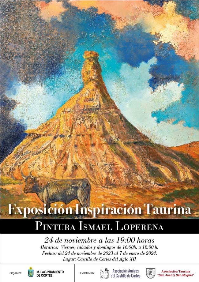 Cartel Inauguración Exposición Loperena en el Castillo de Cortes