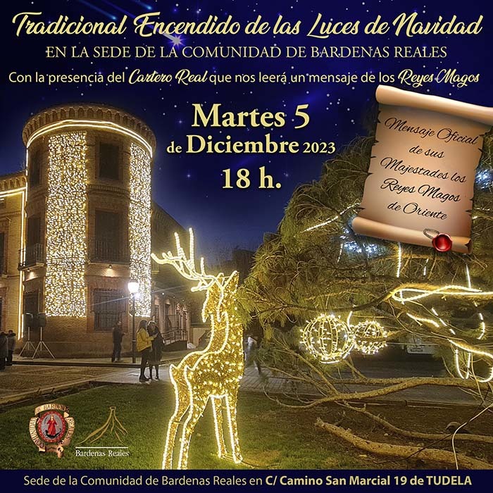 Encendido de luces y mensaje del Cartero Real 2023 Bardenas