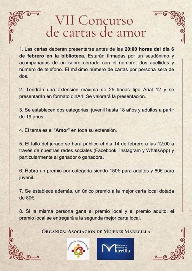 Bases del concurso de cartas de amor 2024 en Marcilla