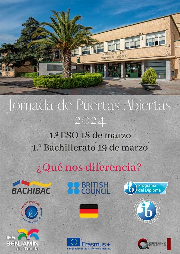 Cartel Puertas Abiertas 2024 IES Benjamín de Tudela