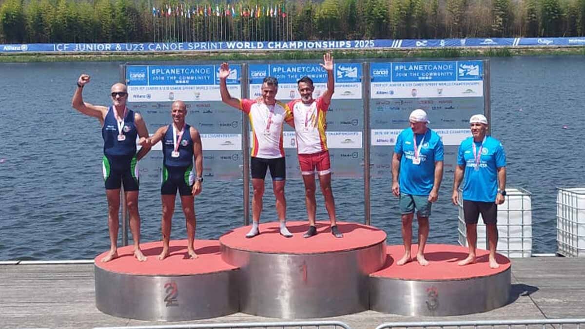 El tudelano José Ignacio Sánchez logra tres oros con Ebrokayak en el Mundial de Velocidad en Portugal