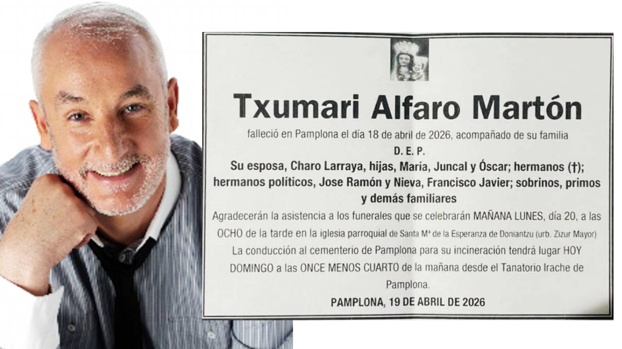 Esquela Txumari Alfaro abril 2026